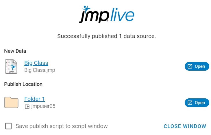 Publish Status for a New Data Table