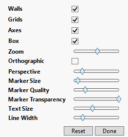 The Scatterplot 3D Settings Window