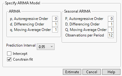 Seasonal ARIMA Specifications