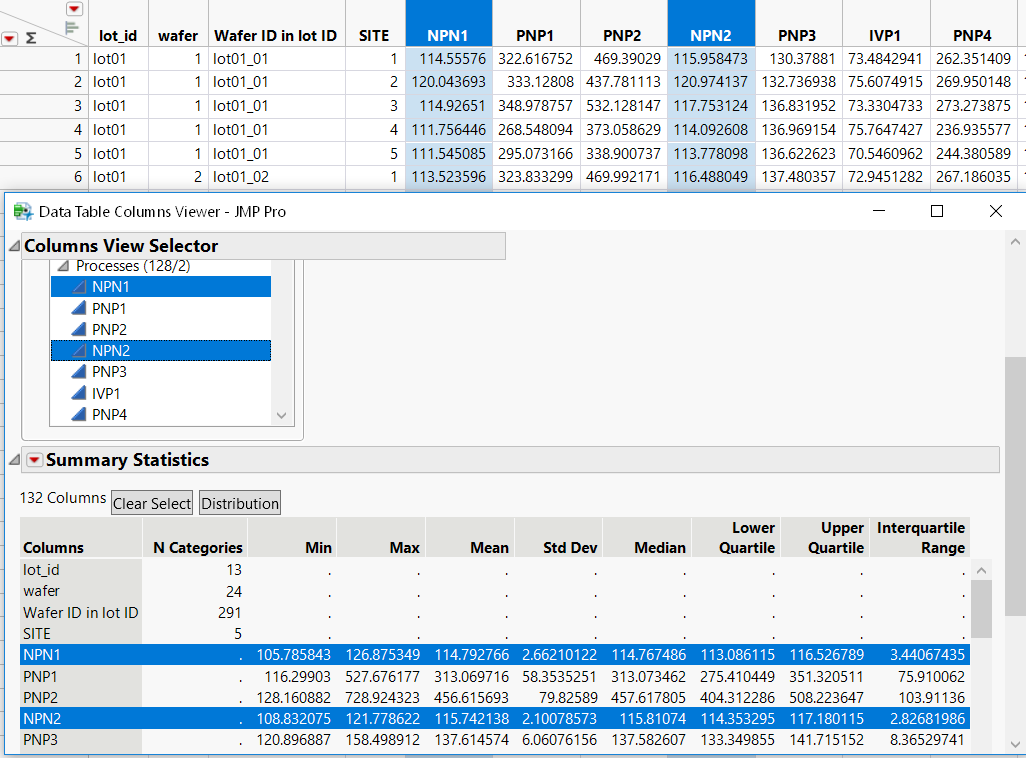 Linked Columns in the Column Viewer