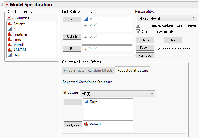 Fit Model Launch Window Showing Completed Repeated Structure Tab