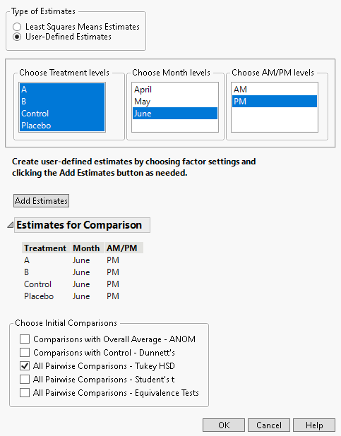 Completed Multiple Comparisons Window