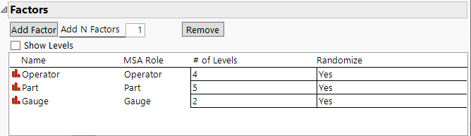 MSA Factor Settings