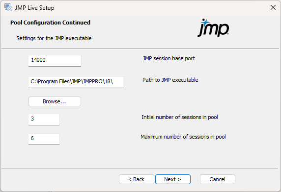 Configure JMP Settings