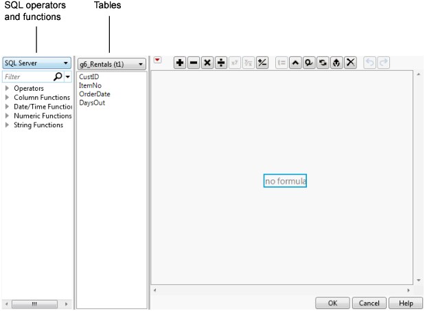 Computed Column Window with Formula Editor