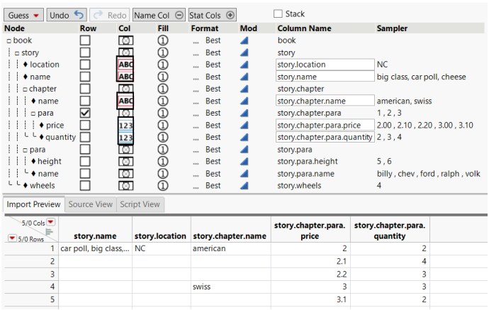 Data Types Assigned in the Col Column