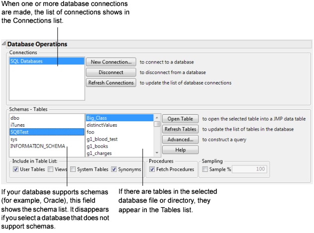 Database Open Table Window