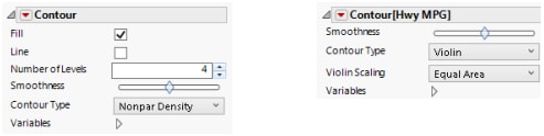 Contour Options for a Contour Plot or a Violin Plot