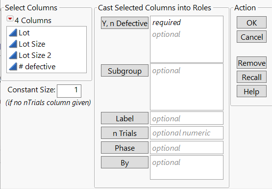 Launch Window for Attribute Control Charts