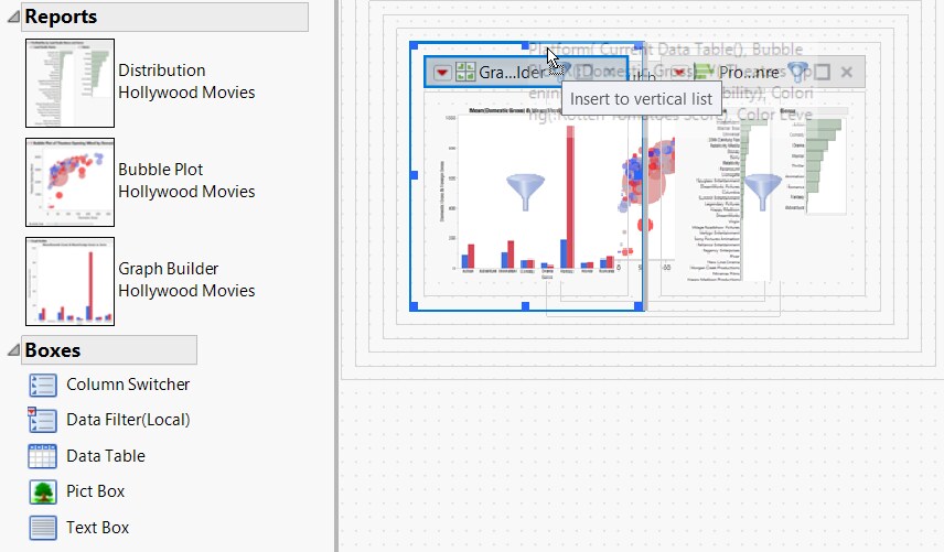 Dragging the Bubble Plot into the Graph Builder Graph