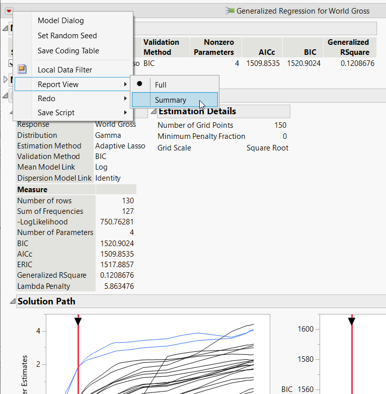 Viewing a Summary of the Report