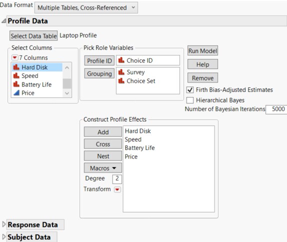 Profile Data Window for Laptop Study