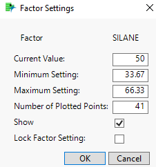 Continuous Factor Settings Window