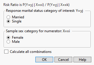 The Choose Relative Risk Categories Window