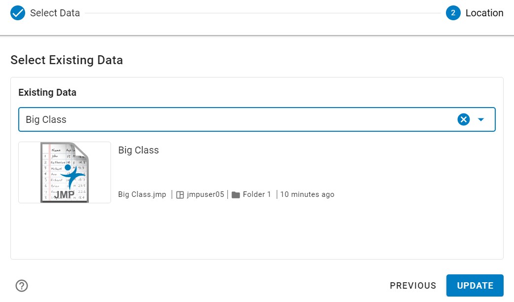 Select an Existing Data Table