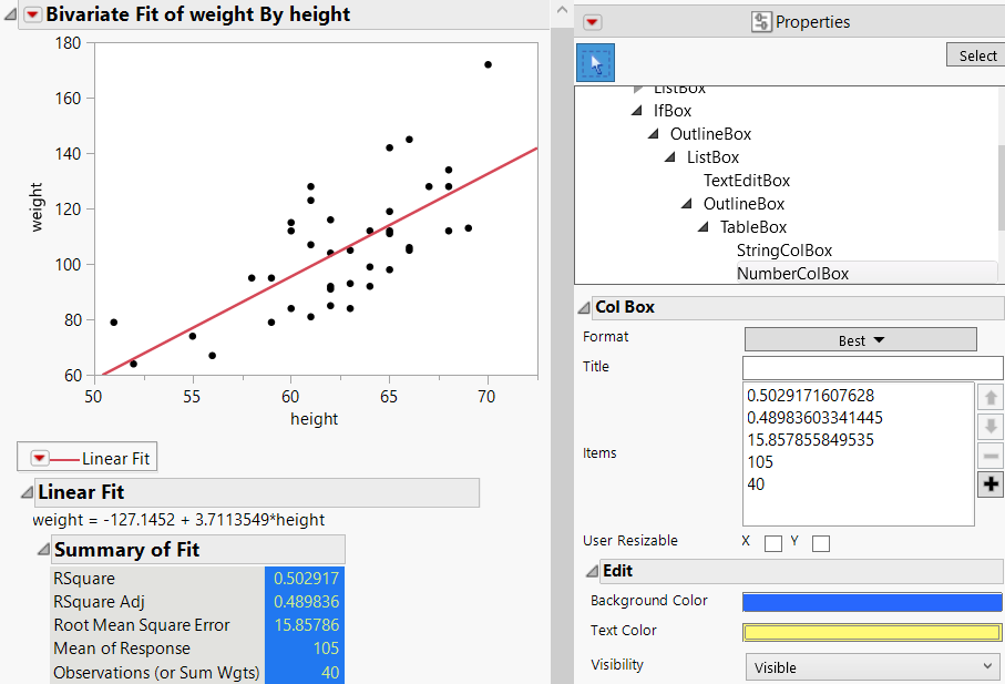 Example of Showing Properties for a Plot