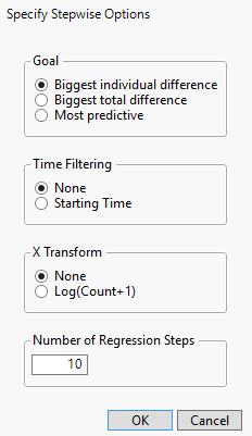 Stepwise Regression Window