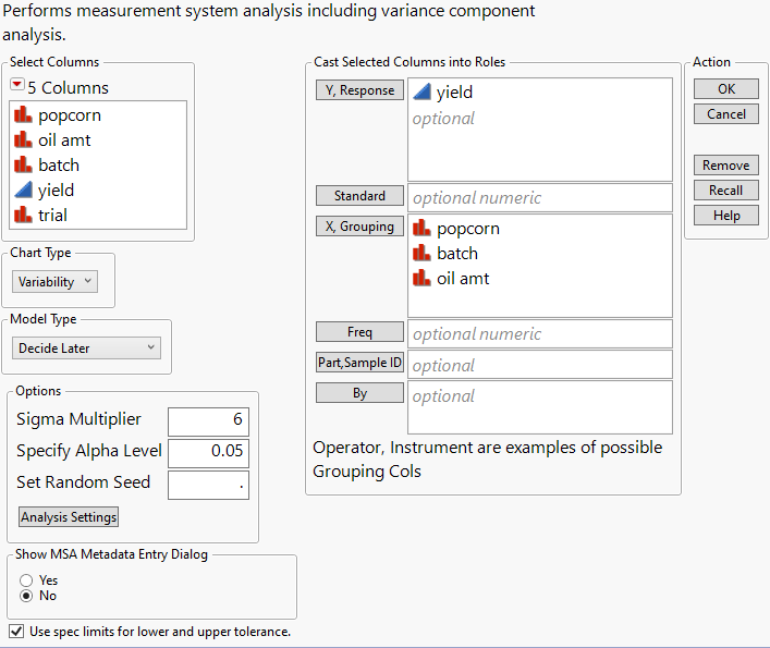 Variability Chart Window