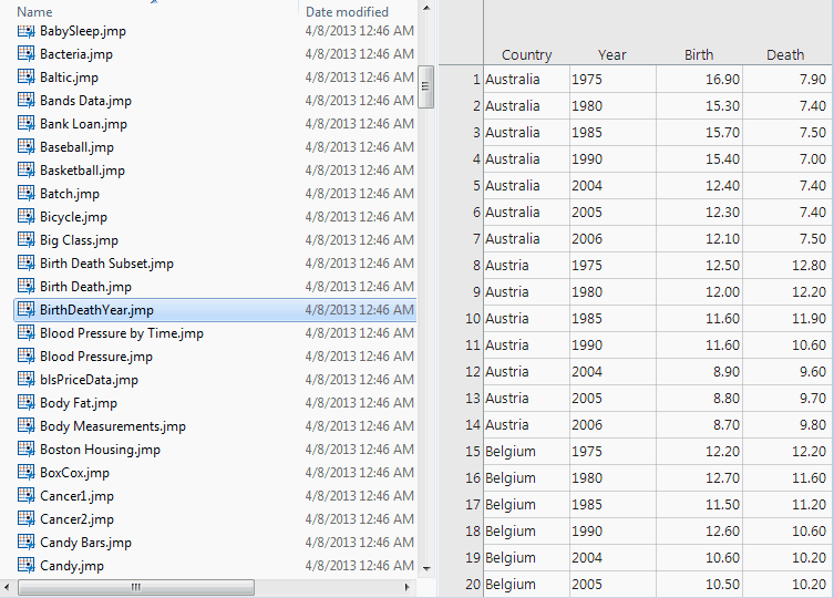 Data Table Preview Pane (Windows)