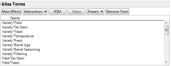 Partial View of the Alias Terms Section