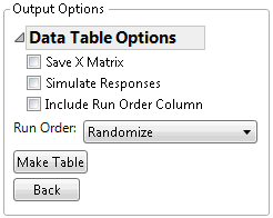 Output Options Panel