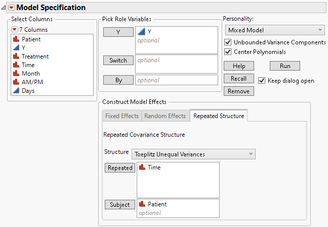 Fit Model Launch Window Showing Completed Repeated Structure Tab