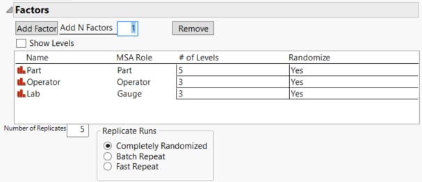 Factor Settings