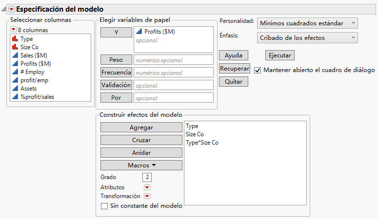 Completed Fit Model Window