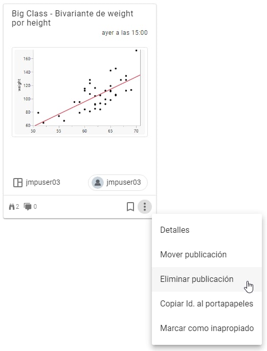 Eliminar una publicación