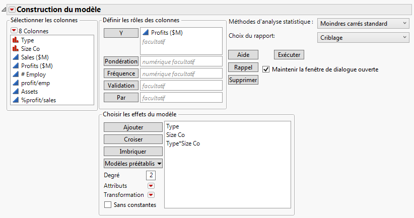 Completed Fit Model Window