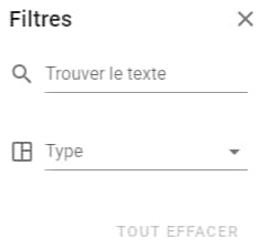 Options de filtre sur les espaces