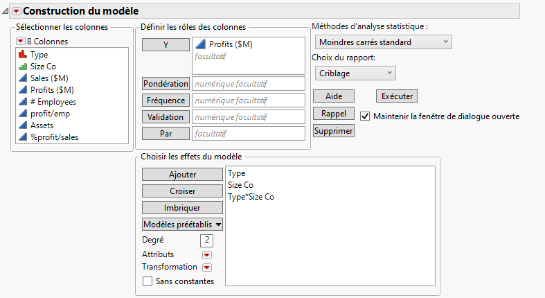 Completed Fit Model Window