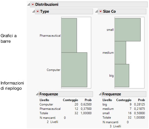 Bar Charts of Type and Size Co