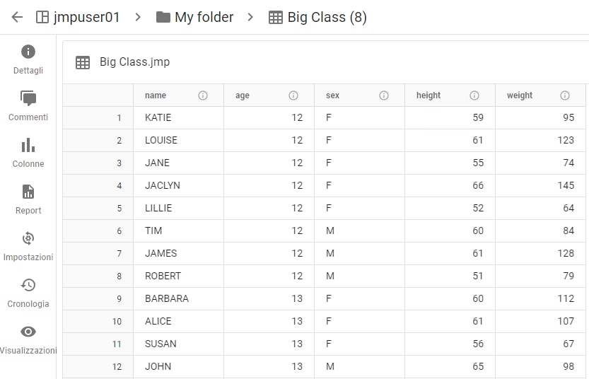 Example Data Table