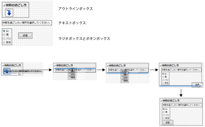 コンテナ内にオブジェクトをドラッグする例