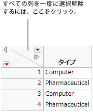 列の選択解除