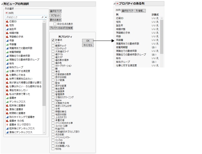 ［計算式］列プロパティの選択