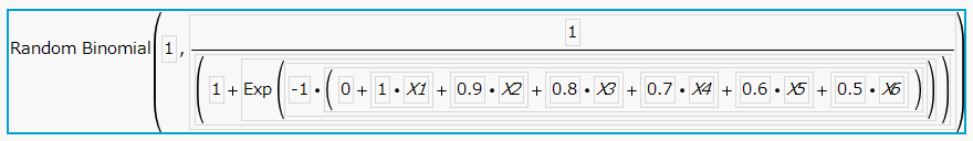 「Yのシミュレーション」に挿入される、二項分布に従う乱数の計算式