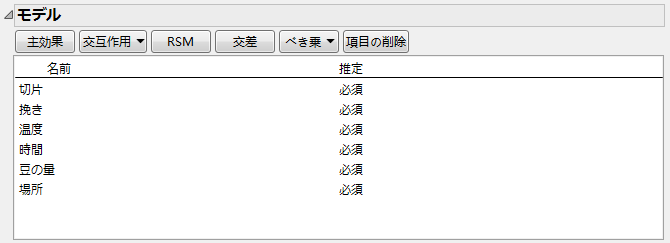 主効果のみのモデル