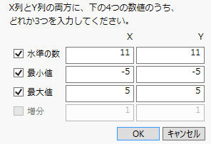 計算式列で等高線を指定する例