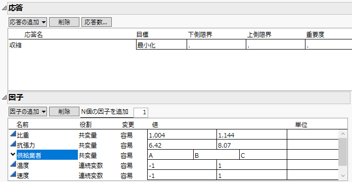 応答と因子