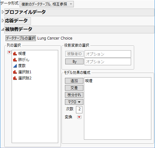 入力後の「被験者データ」パネル