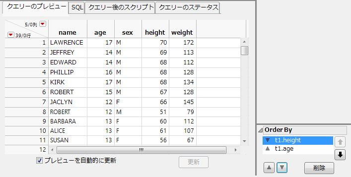 列を並べ替えた結果