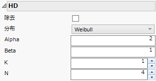 K out of N図形のWeibull構成例