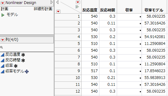 計画テーブル