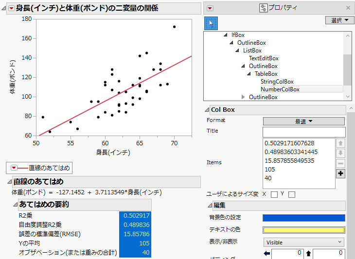 プロットのプロパティを表示する例