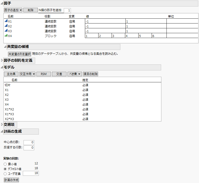 「因子」に表示されたX4の6つのブロック