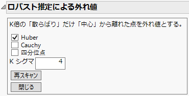 「ロバスト推定による外れ値」のコントロール