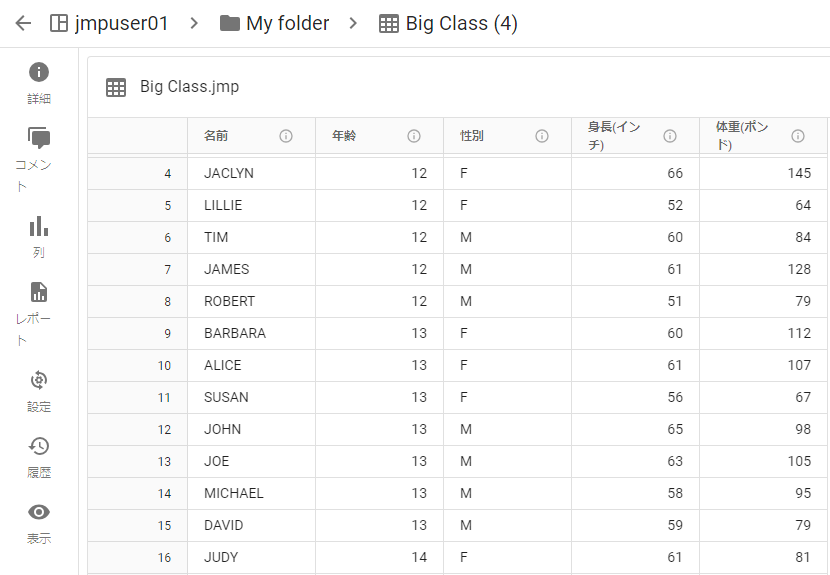 Example Data Table