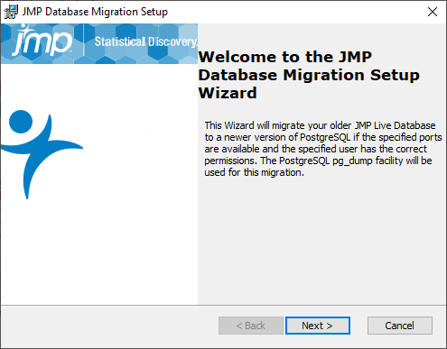 JMP Live Database Migration Setup Wizard JMP Live Database Migration Setup Wizard